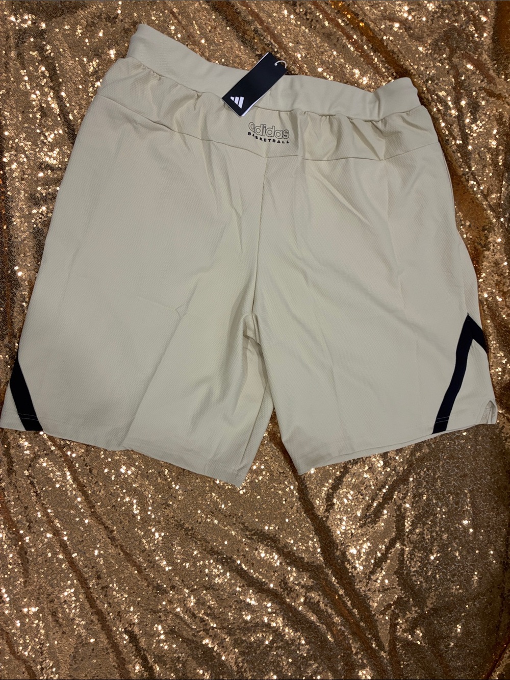 adidas Men’s Cream Athletic Shorts with Black Accents